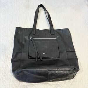 ANTHROPOLOGY DAY & MOOD Leather Black Tote Oversized Business Casual Goth Grunge